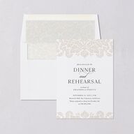 Elegant Damask Rehearsal Dinner Invitations Pure White Signature Blank Standard