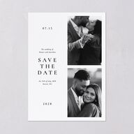 Editorial Monogram Photo Save the Date Cards Pure White Signature smooth Blank No Standard