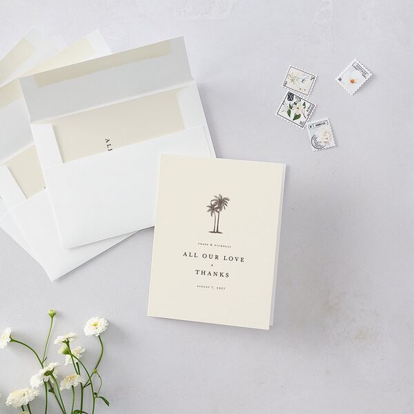 Palm Tree Icon Thank You Cards Champagne