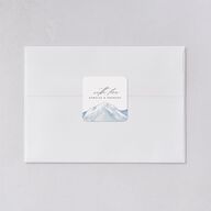 Mountain Wildflowers Wedding Stickers Dusty Blue Soft Square
