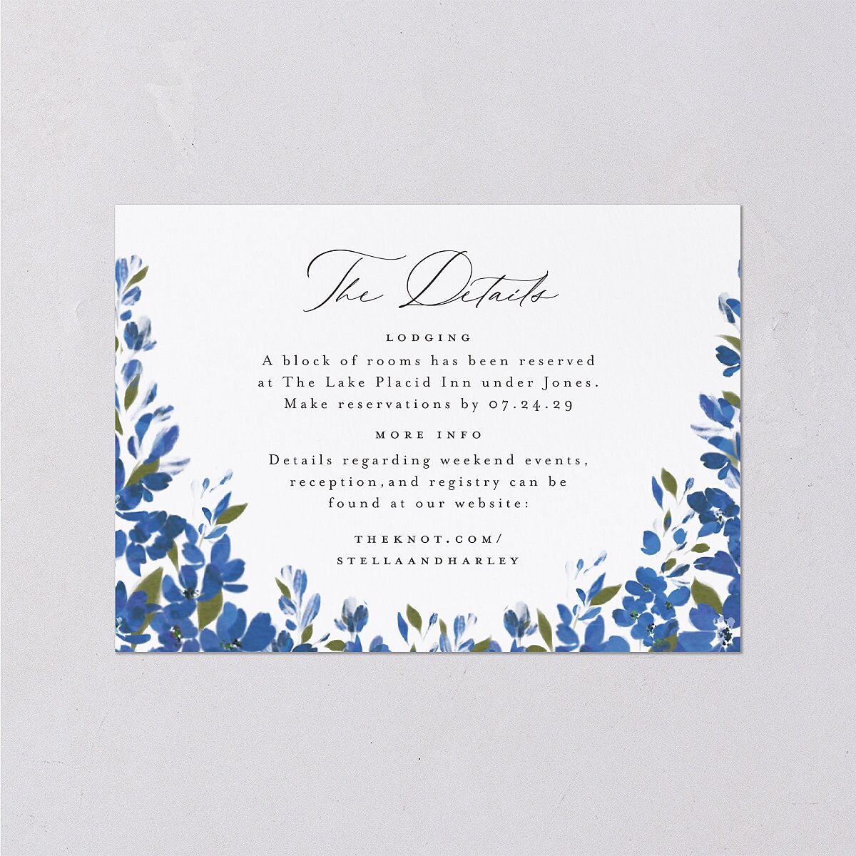 Delphinium Crest Wedding Enclosure Cards Sea Blue Signature Standard