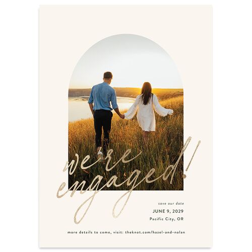 Forever Arch Foil Save the Date Cards Gold Moss Signature smooth Blank No Standard