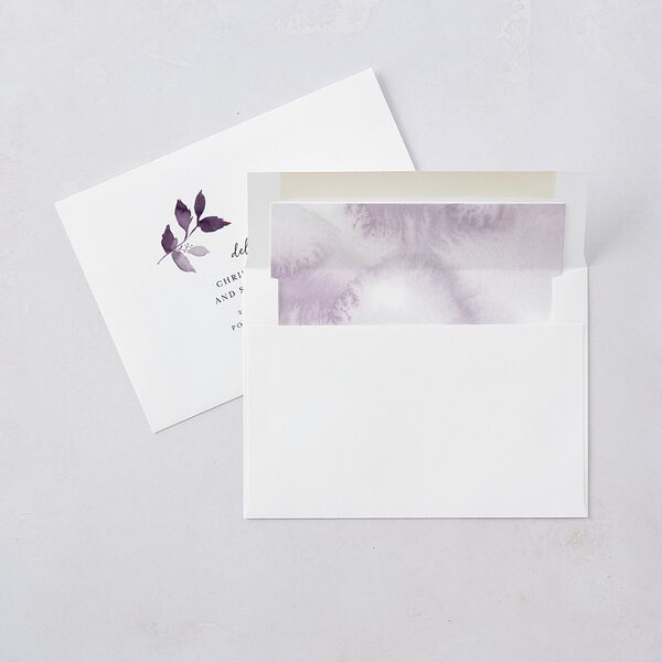 Leafy Frame Wedding Invitations Plum Signature Blank No Standard
