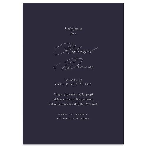 Foil Arch Rehearsal Dinner Invitations Dark Navy Signature Blank Standard