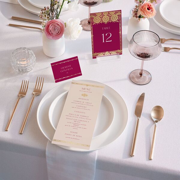 Hacienda Elegante Table Numbers Gold Raspberry Signature