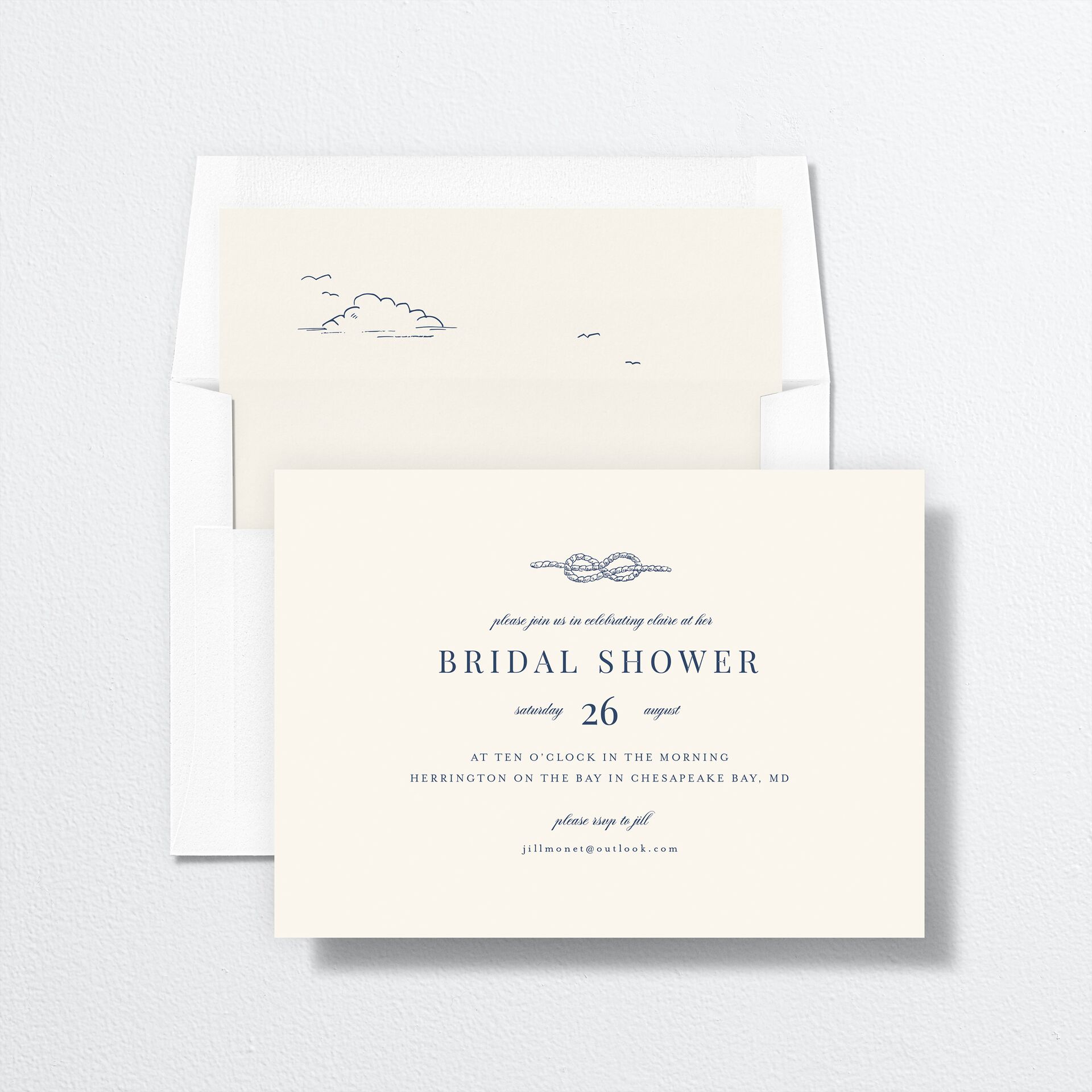 Elegant Lighthouse Foil Bridal Shower Invitations — view 4