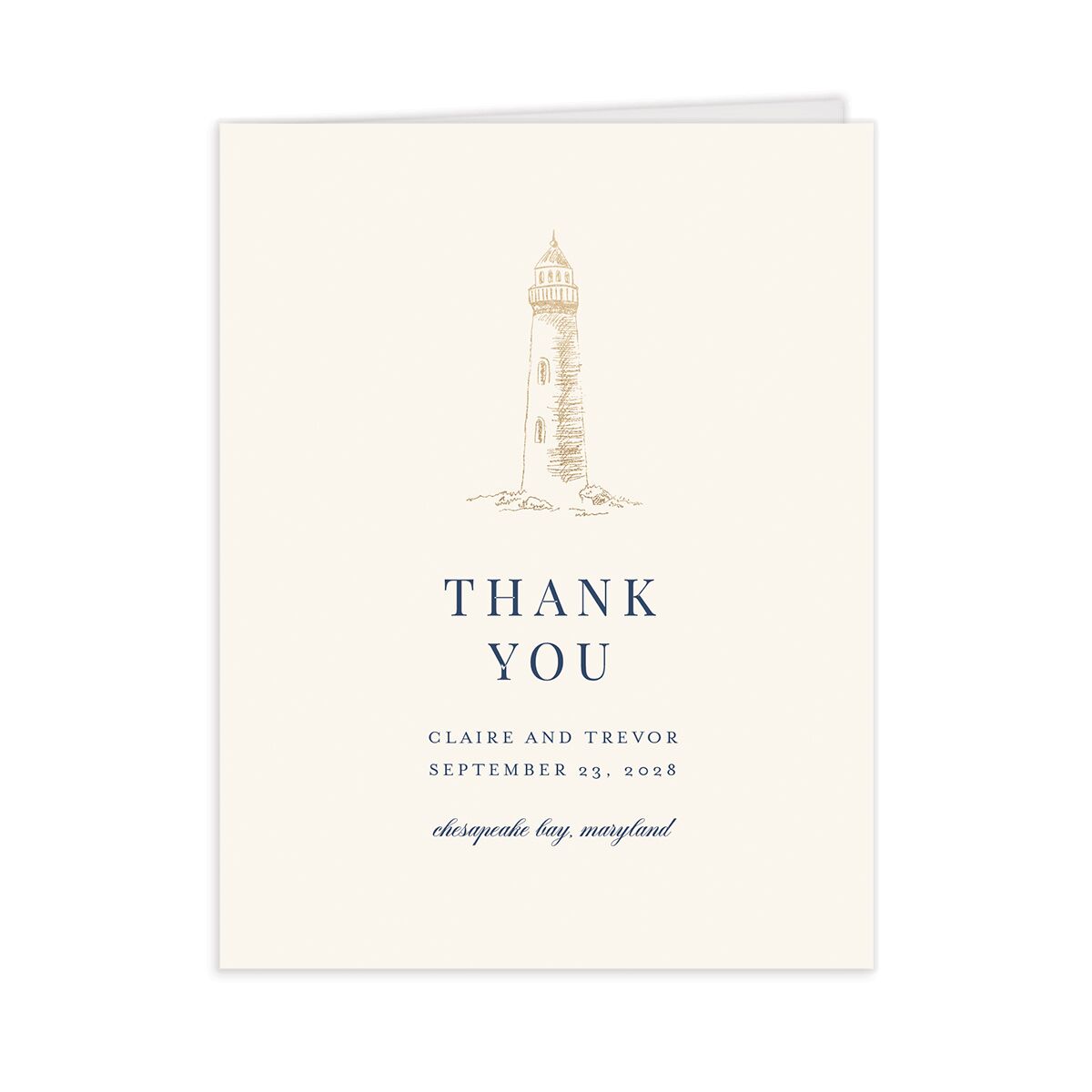 Elegant Lighthouse Foil Thank You Cards