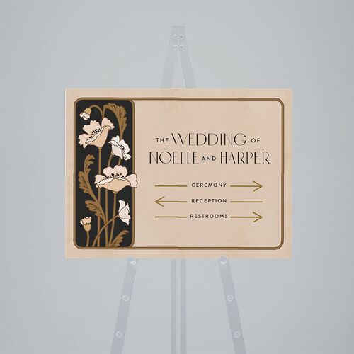 Vintage Nouveau Floral Standard Direction Sign Medium Licorice Standard Outdoor Corrugated M Direction
