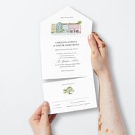 Charming Charleston All-in-One Wedding Invitations Pure White Signature Light Both Recipient and Return Addresses No