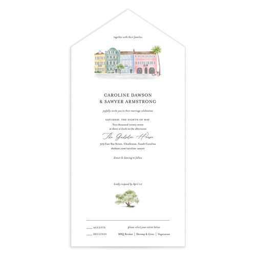 Charming Charleston All-in-One Wedding Invitations - White