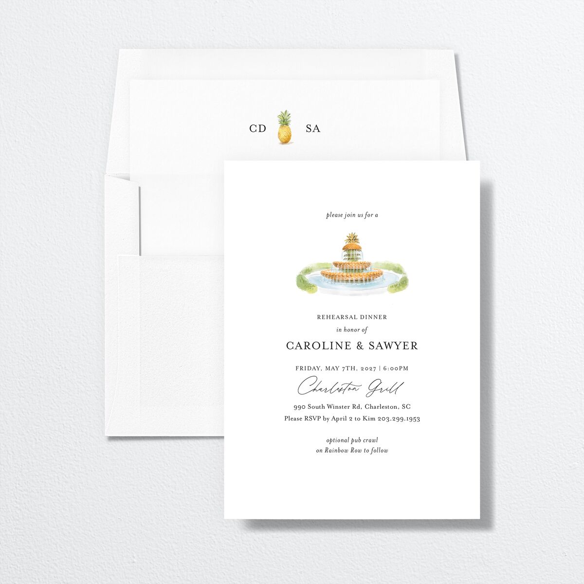 Charming Charleston Rehearsal Dinner Invitations Pure White Signature