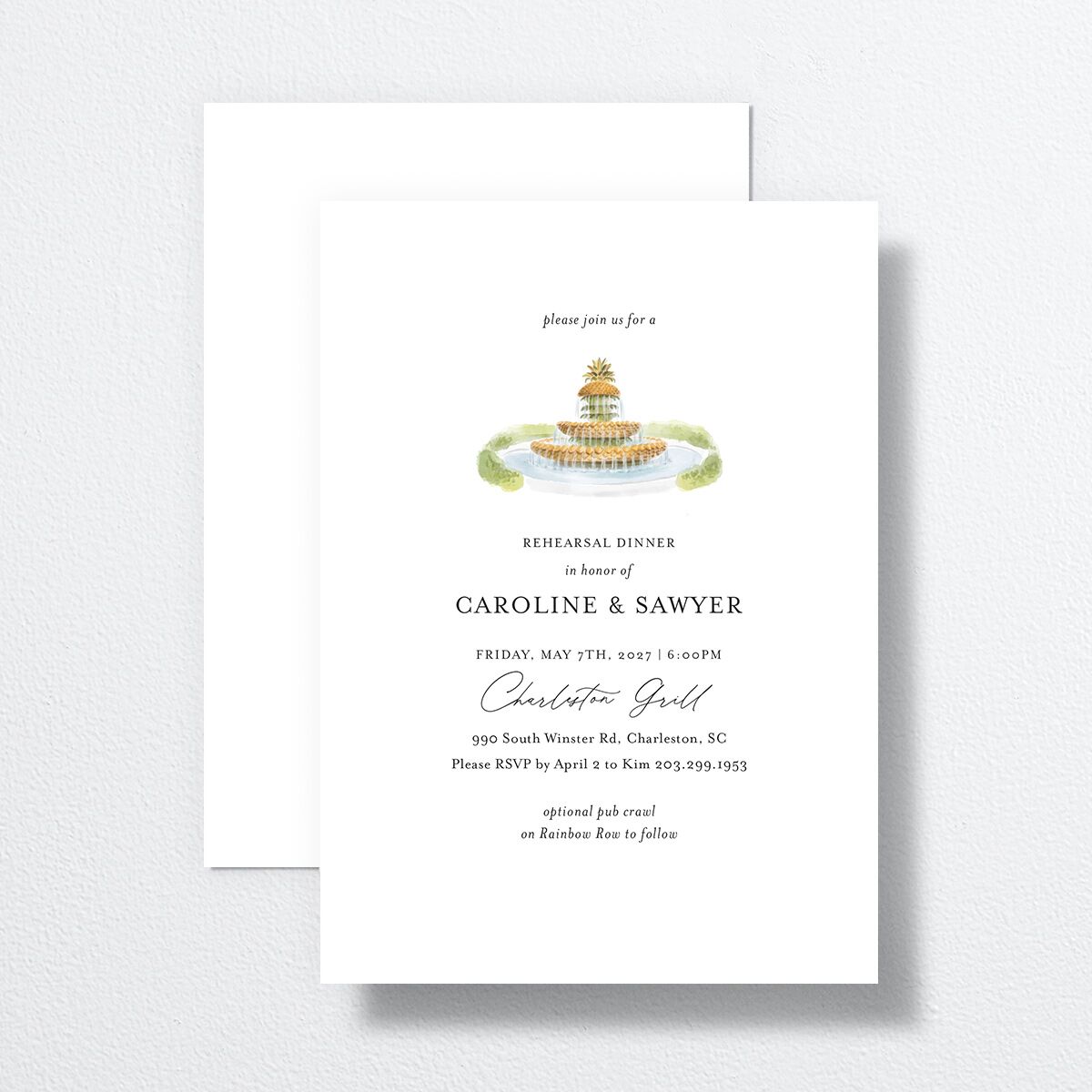 Charming Charleston Rehearsal Dinner Invitations Pure White Signature