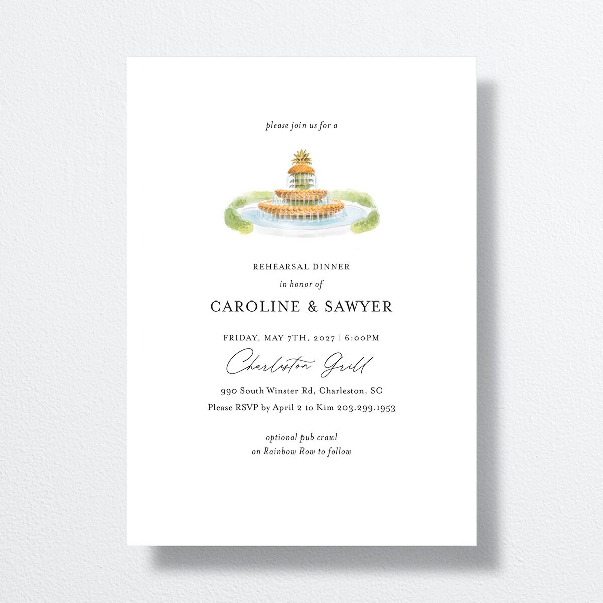Charming Charleston Rehearsal Dinner Invitations Pure White Signature