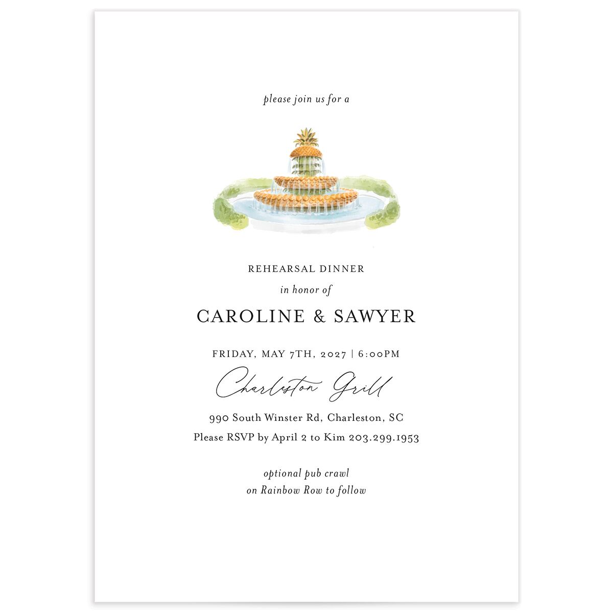 Charming Charleston Rehearsal Dinner Invitations