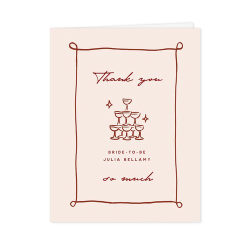 Hand Drawn Cake Bridal Shower Thank You Cards Red Clay