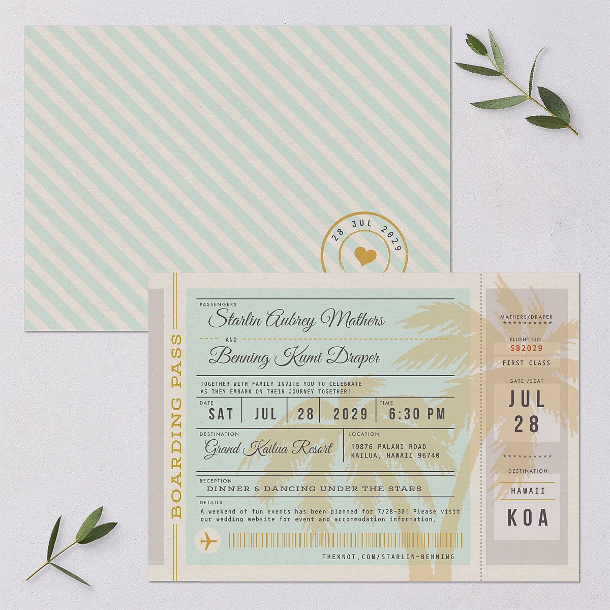 Retro Boarding Pass Wedding Invitations — view 1