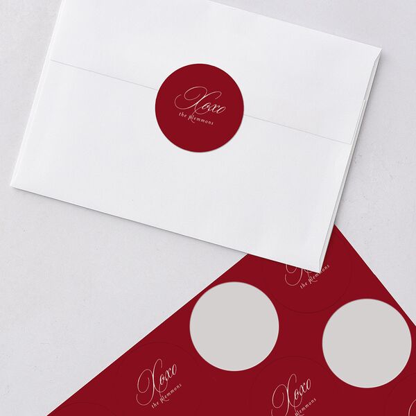 Classic Border First Married Christmas Holiday Stickers Ruby Circle
