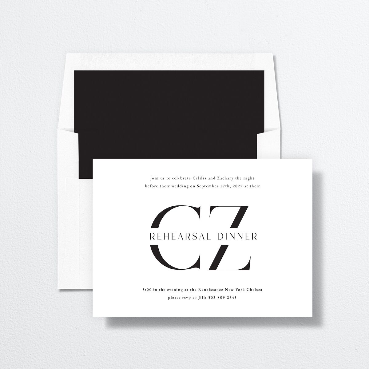 Simple Modern Monogram Rehearsal Dinner Invitations Pure White Signature Standard