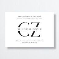 Simple Modern Monogram Rehearsal Dinner Invitations Pure White Signature Standard