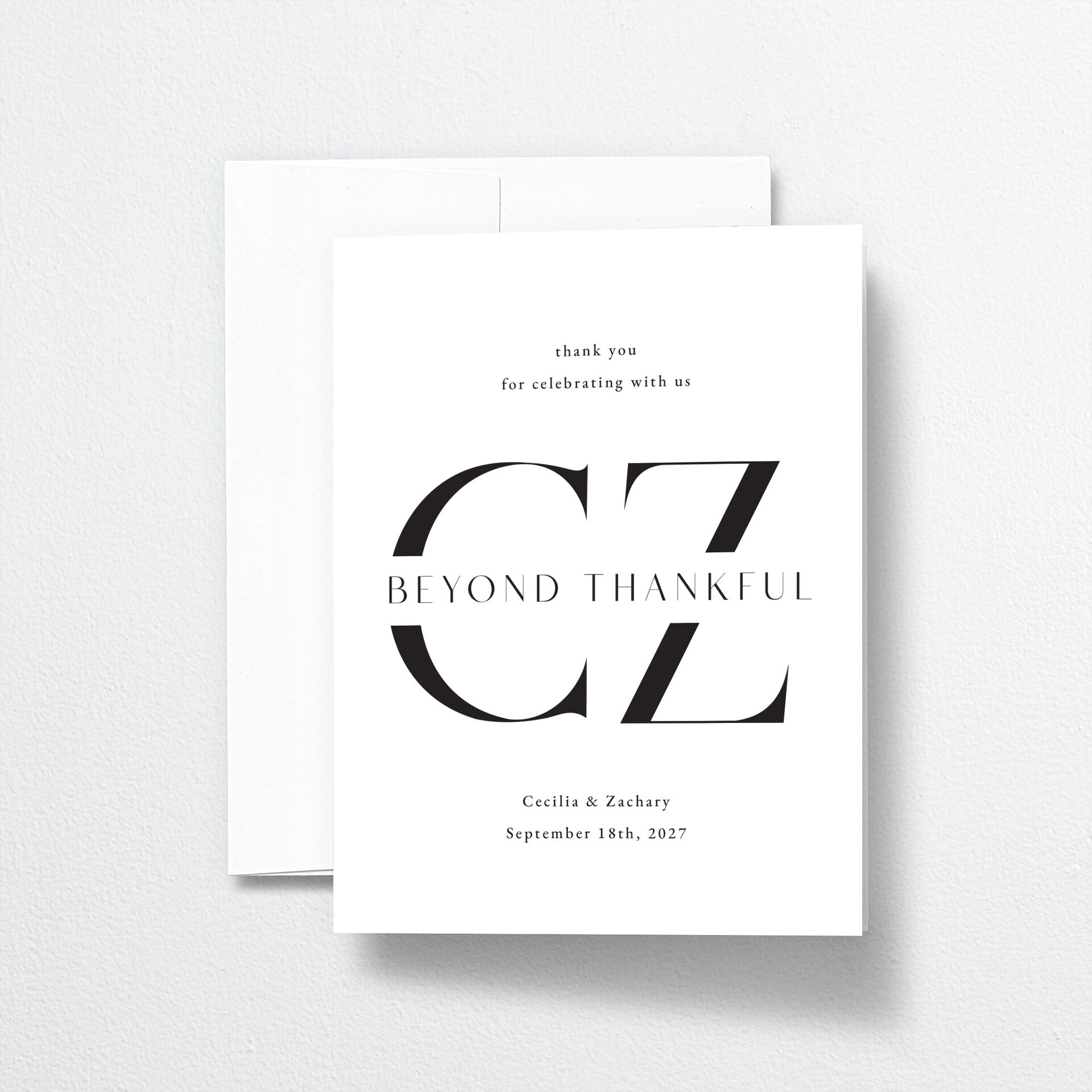 Simple Modern Monogram Thank You Cards — view 1