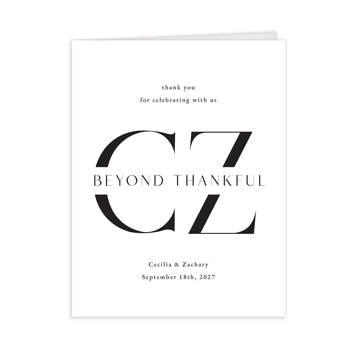 Simple Modern Monogram Thank You Cards
