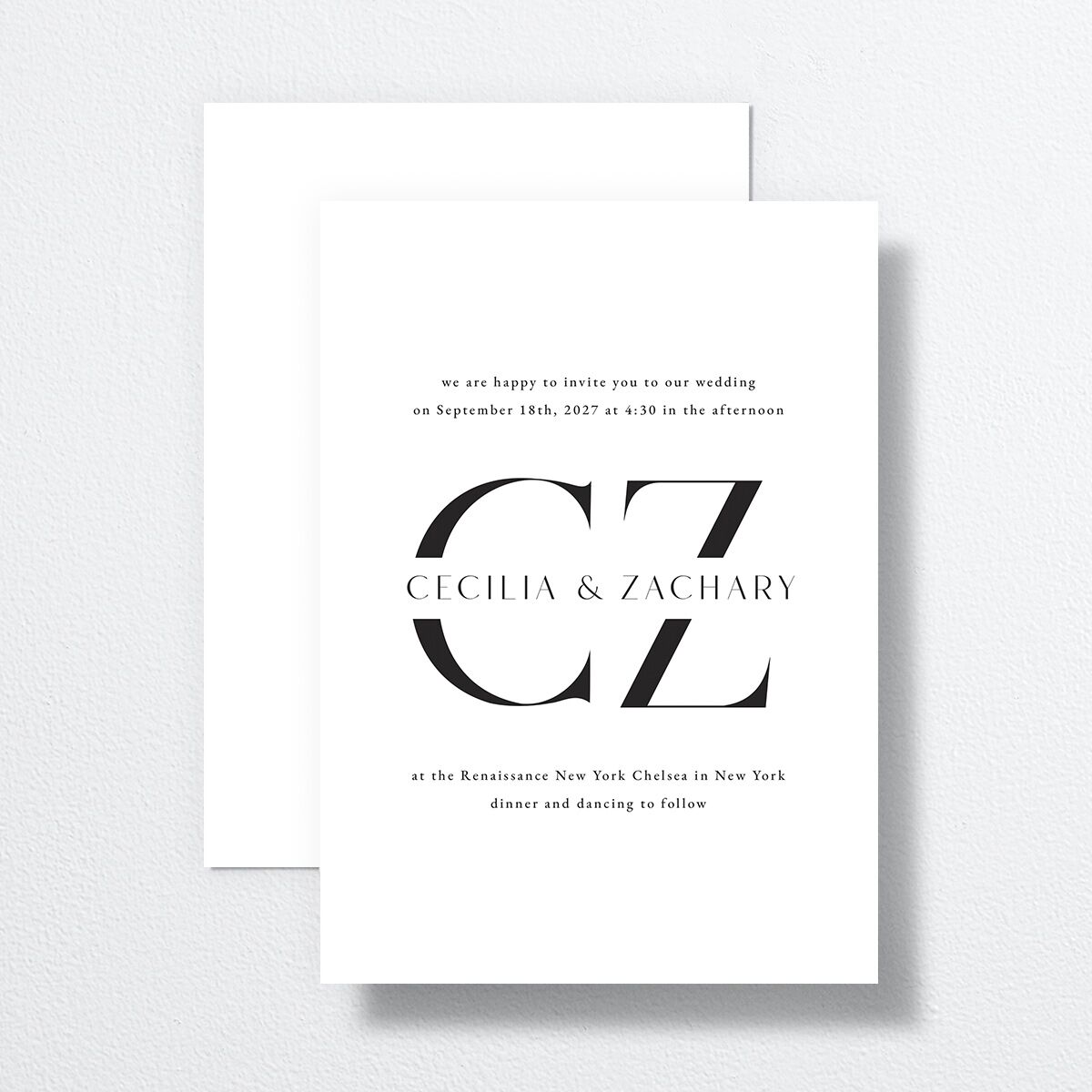 Simple Modern Monogram Wedding Invitations Pure White Signature No Standard