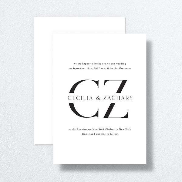 Simple Modern Monogram Wedding Invitations Pure White Signature No Standard