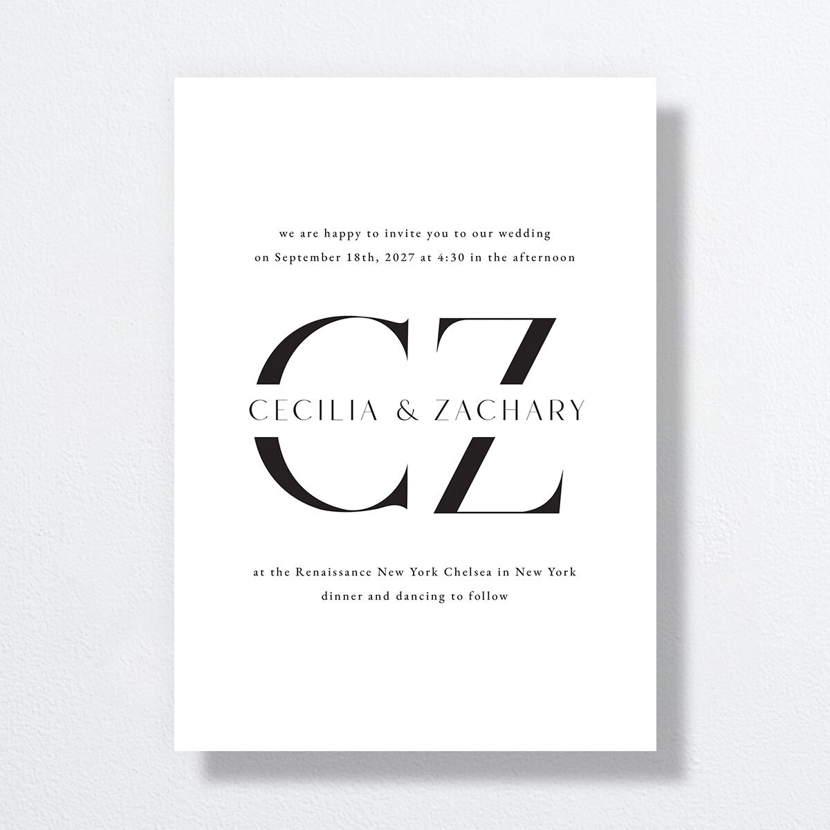 Simple Modern Monogram Wedding Invitations Pure White Signature No Standard