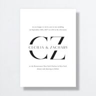 Simple Modern Monogram Wedding Invitations Pure White Signature No Standard
