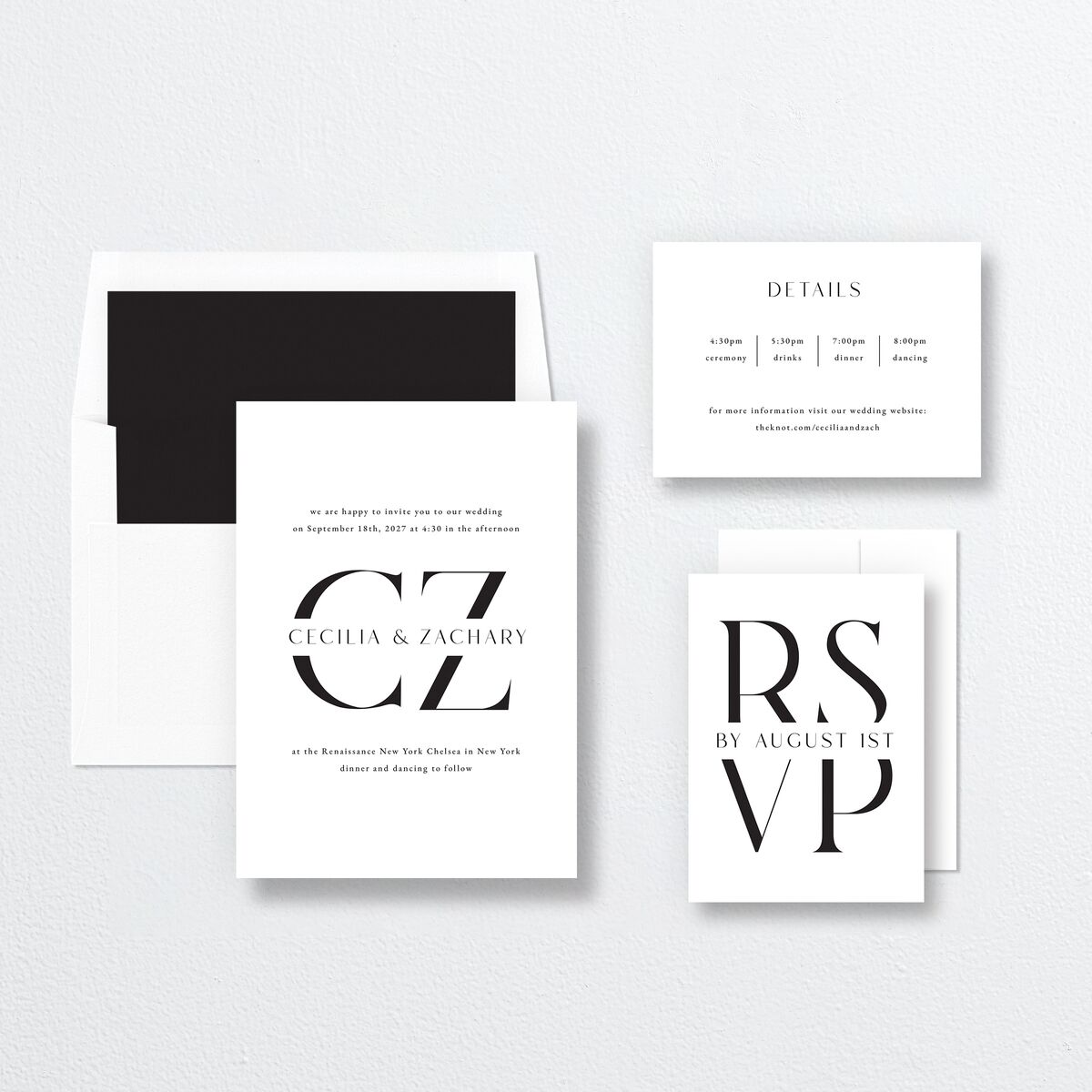 Simple Modern Monogram Wedding Invitations Pure White Signature No Standard