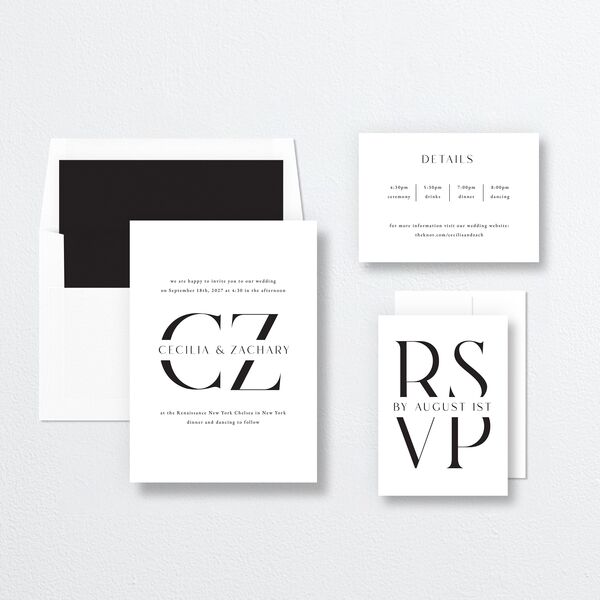 Simple Modern Monogram Wedding Invitations Pure White Signature No Standard