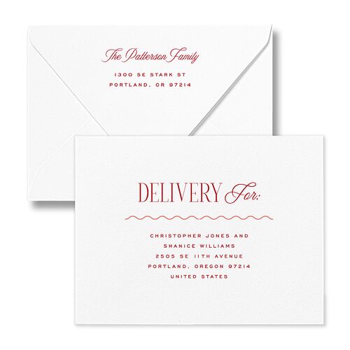Most Wonderful Greeting Thank You Card Euro Envelopes White Maroon Both Recipient and Return Addresses Luxe Signature