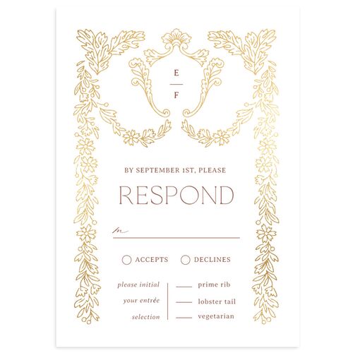 Baroque Border Wedding Response Cards Gold Espresso Signature Standard