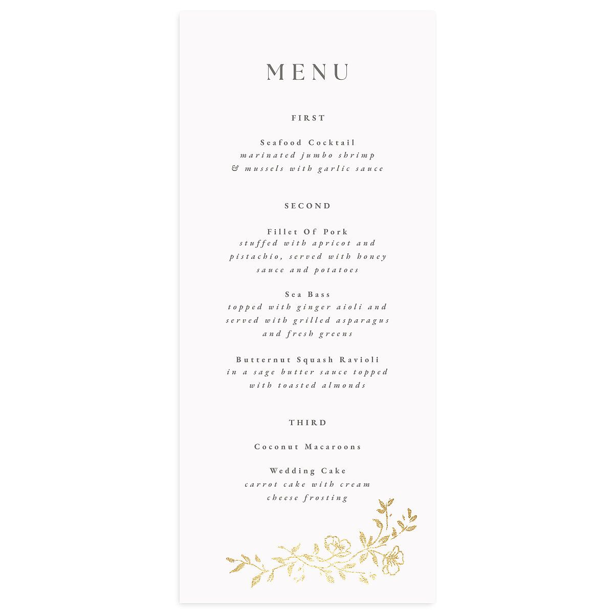 Gilded Branches Menus