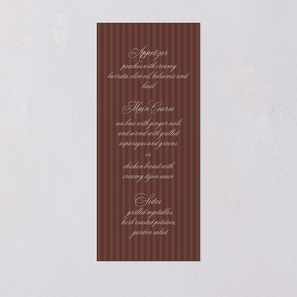 Vintage Oval Monogram Menus Merlot Signature