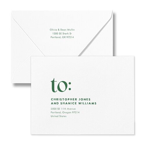 Bold Year Photo Series Thank You Card Euro Envelopes White Hunter Green Both Recipient and Return Addresses Luxe Signature