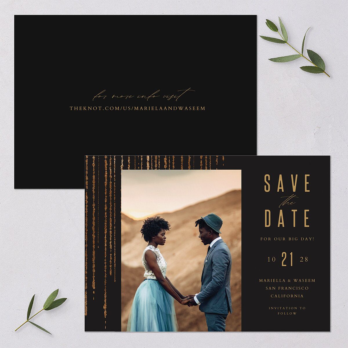 Classic Cascade Save The Date Cards Charcoal Signature smooth Blank No Standard