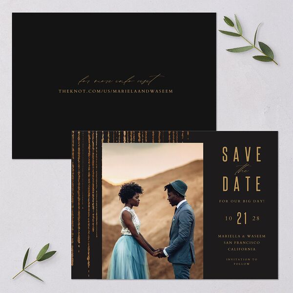 Classic Cascade Save The Date Cards Charcoal Signature smooth Blank No Standard