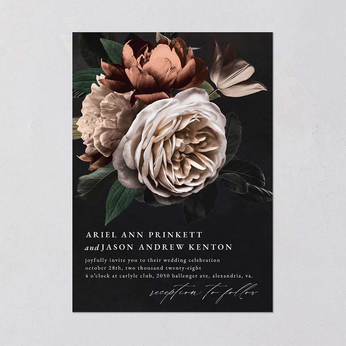 Modern Rose Wedding Invitations Peach Fuzz Signature Blank No