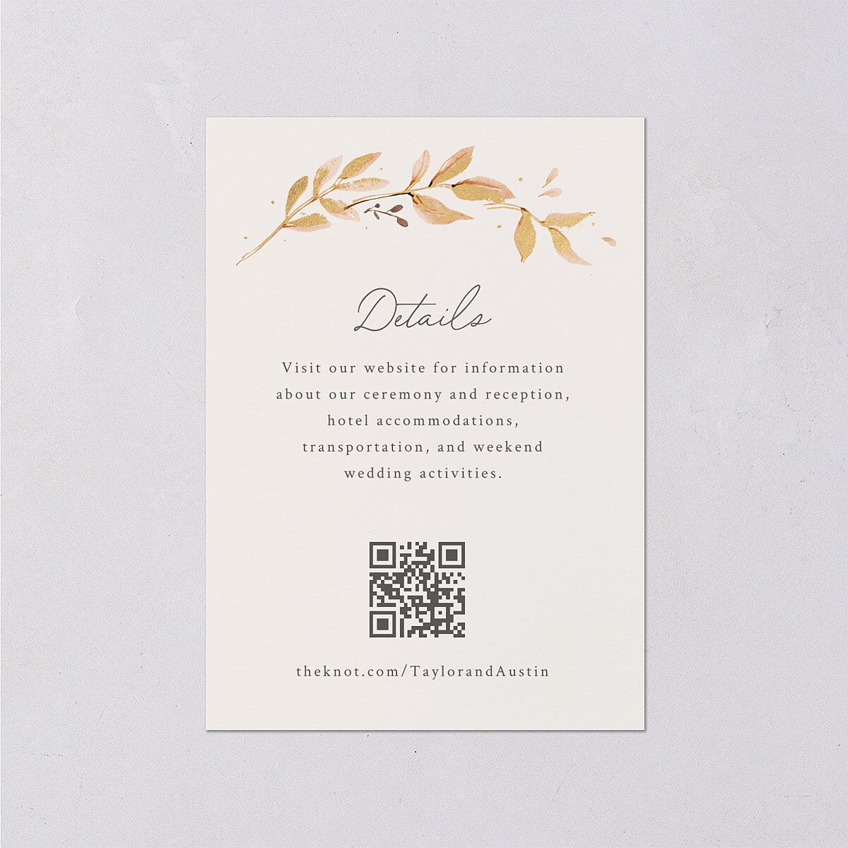 Leafy Garland Foil Wedding Enclosure Cards Gold Champagne Signature Standard