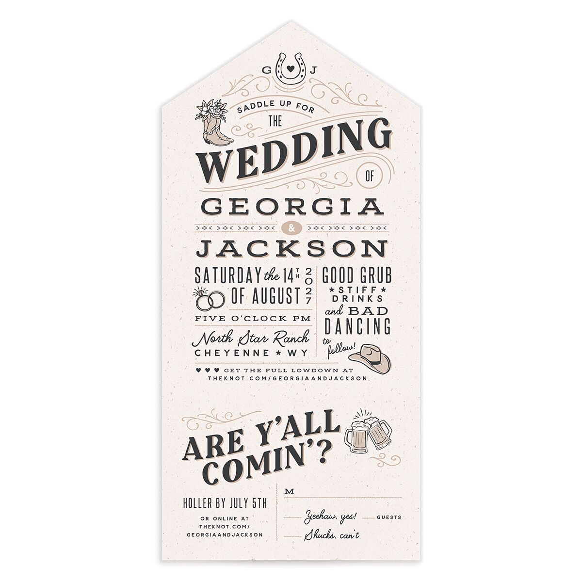 Western I Do BBQ All-in-One Wedding Invitations