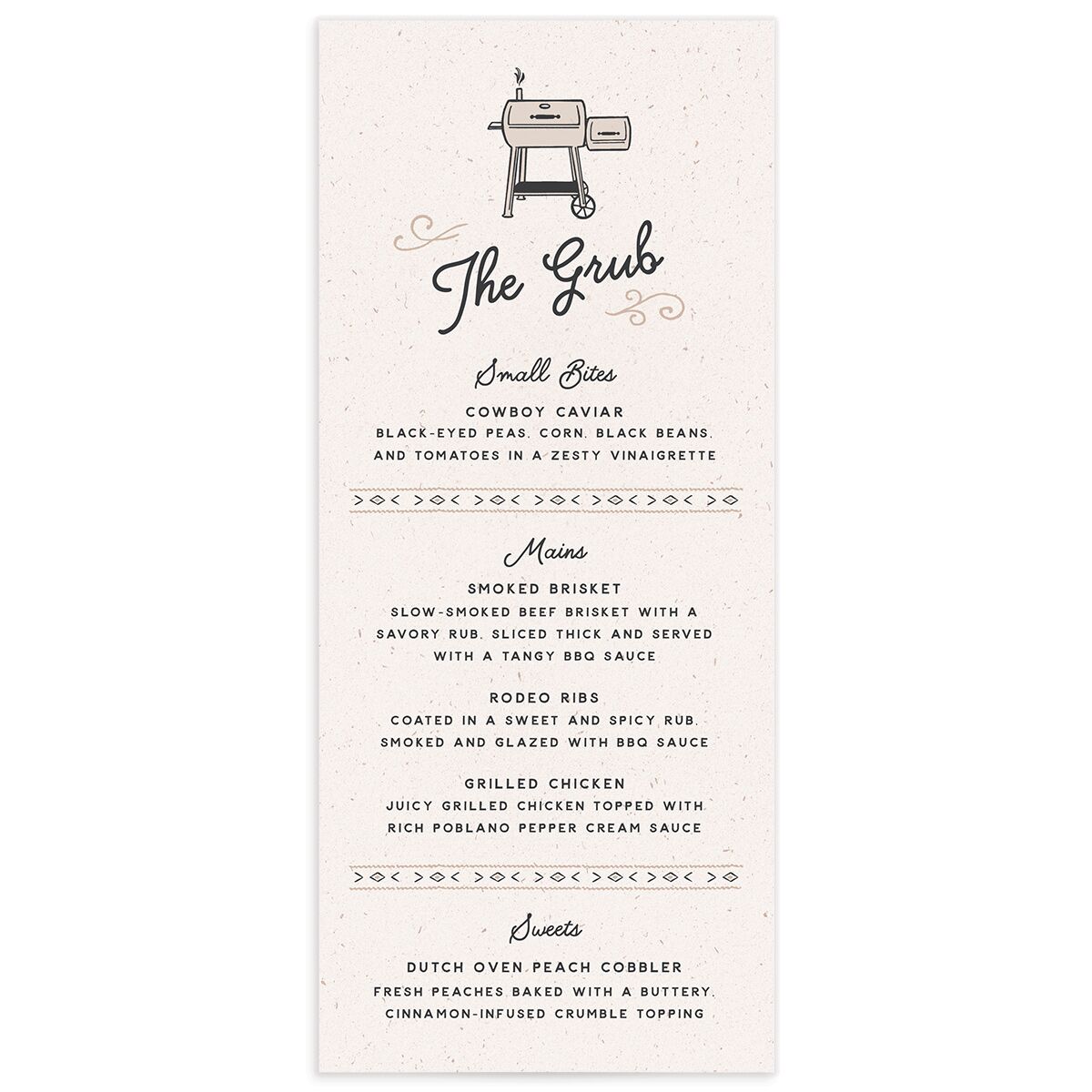 Western I Do BBQ Menus