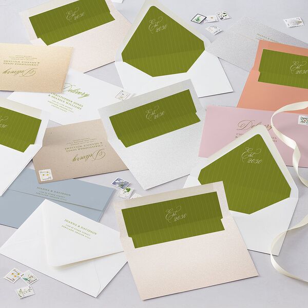 We're Getting Married Euro Envelope Liners Deep Olive Luxe