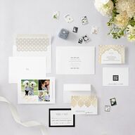 Gilded Lehenga Save the Date Cards Gold Pure White Signature smooth Blank No Standard