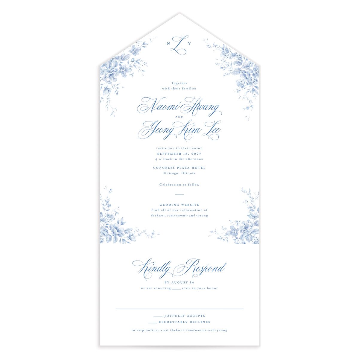 Vintage Florals All-in-One Wedding Invitations