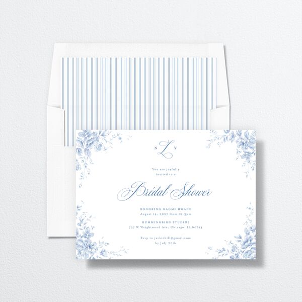 Vintage Florals Bridal Shower Invitations Regency Blue Signature Standard