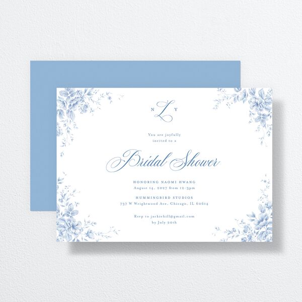 Vintage Florals Bridal Shower Invitations Regency Blue Signature Standard
