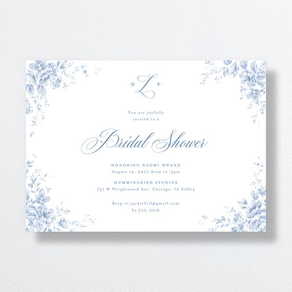 Vintage Florals Bridal Shower Invitations Regency Blue Signature Standard