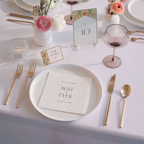 Vintage Nouveau Floral Luncheon Napkins Pear Napkin Uncoined