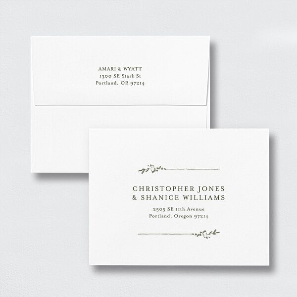 Rustic Branch Frame Thank You Card Envelopes White Standard Pure White Both Recipient and Return Addresses